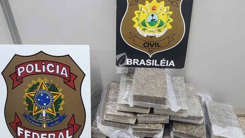 Operação conjunta Polícia Civil com apoio da PF apreende 20 kg de maconha e prende dois suspeitos por tráfico em Brasiléia