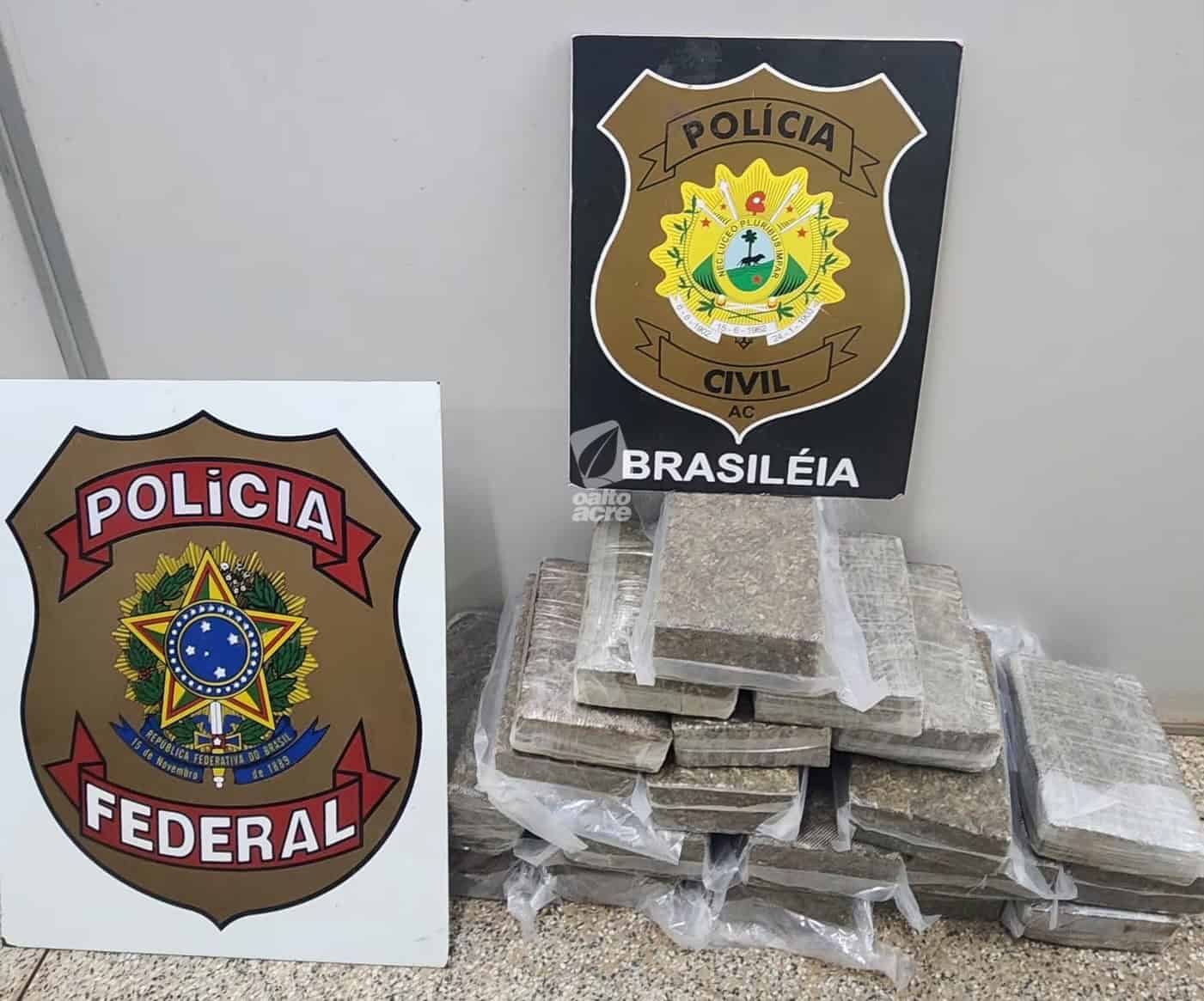 Operação conjunta Polícia Civil com apoio da PF apreende 20 kg de maconha e prende dois suspeitos por tráfico em Brasiléia