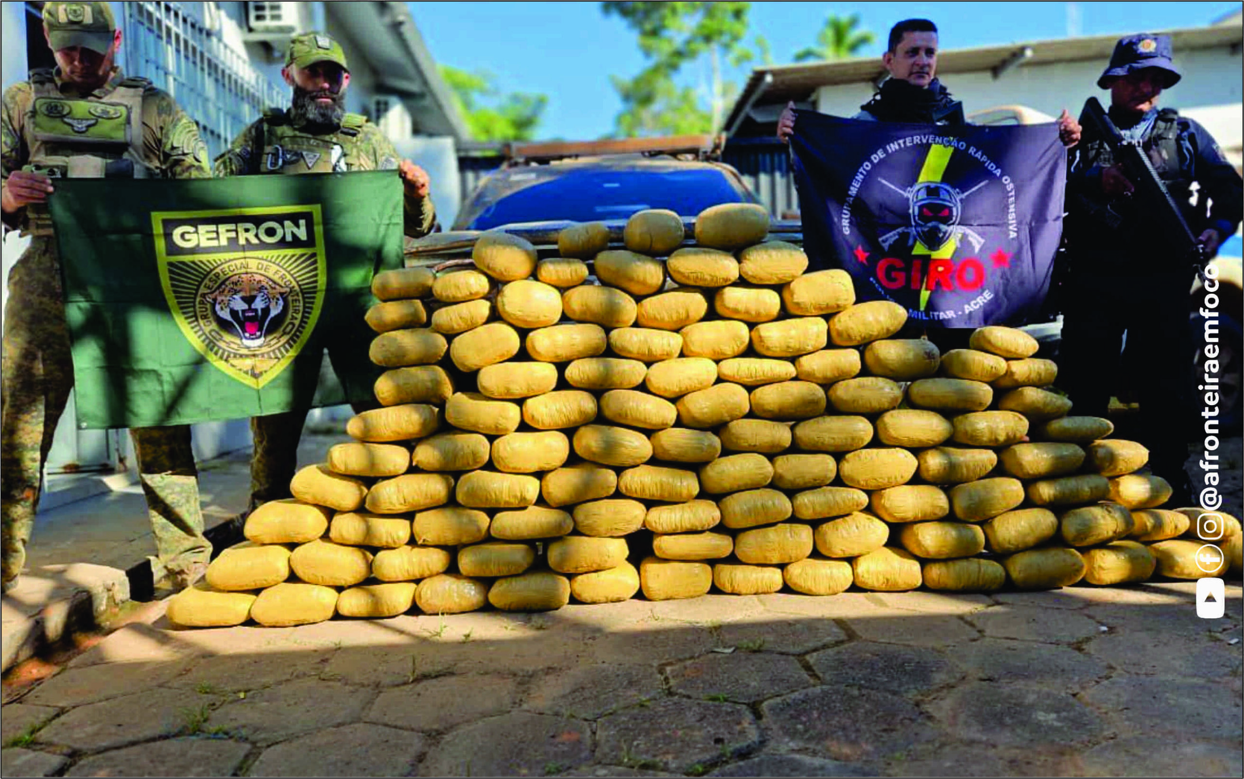 Operação na Transacreana prende três suspeitos e apreende adolescente com 105 tijolos de skunk