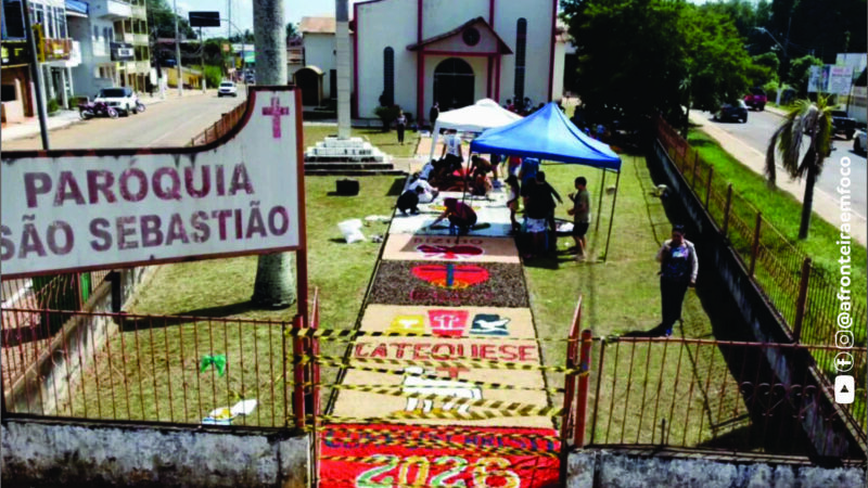 Tapetes de Corpus Christi mobilizam fiéis em Brasiléia e Epitaciolândia
