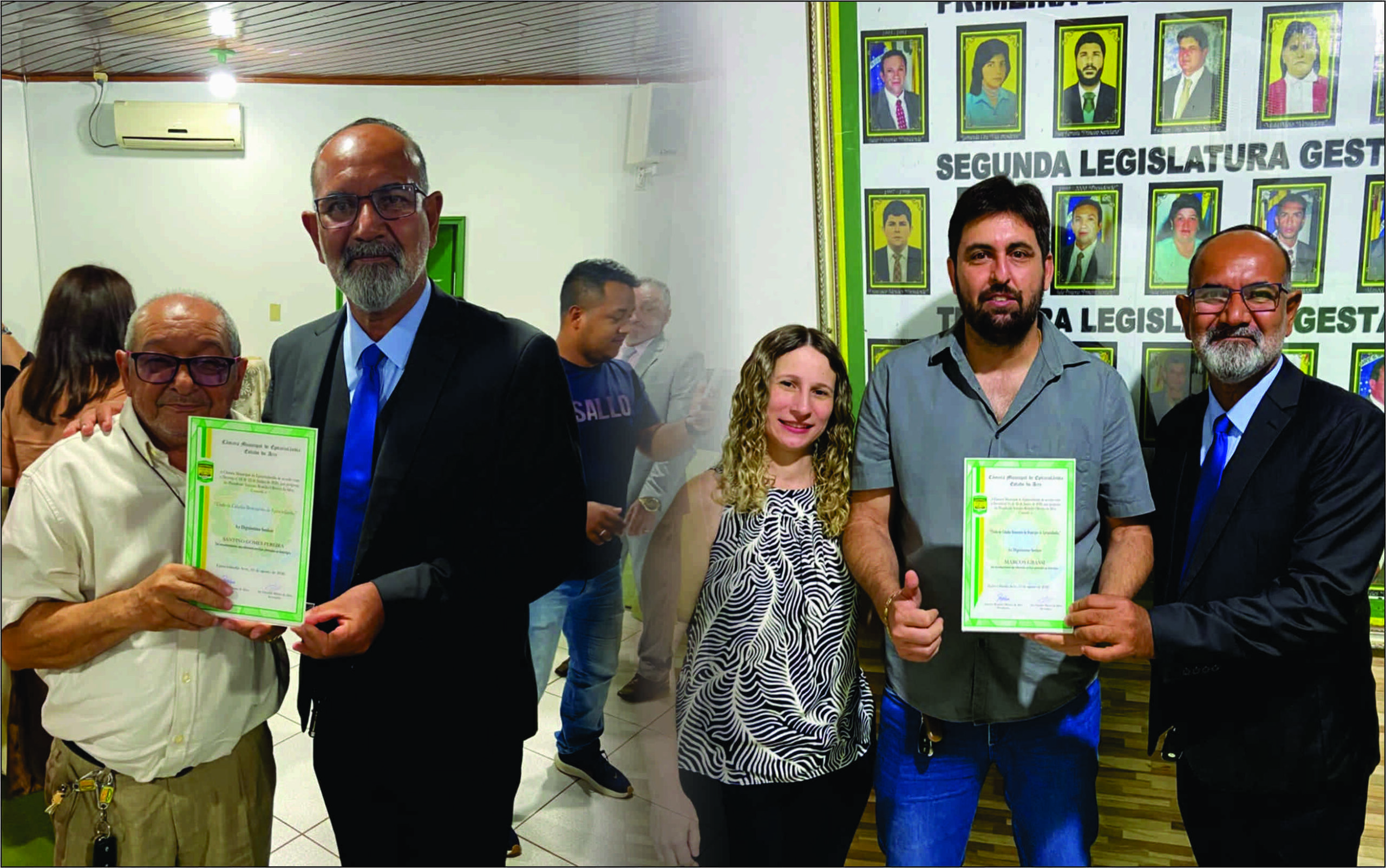Vereador Cleomar Portela presta homenagens a Santino Gomes Pereira e Marcos Grassi durante Sessão Solene em Epitaciolândia